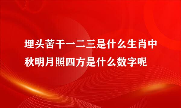 埋头苦干一二三是什么生肖中秋明月照四方是什么数字呢