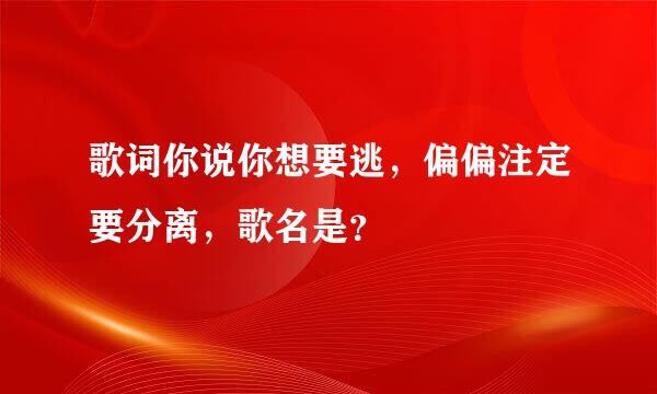 歌词你说你想要逃，偏偏注定要分离，歌名是？