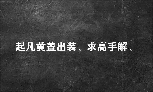 起凡黄盖出装、求高手解、