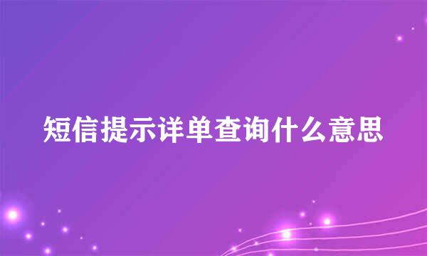 短信提示详单查询什么意思