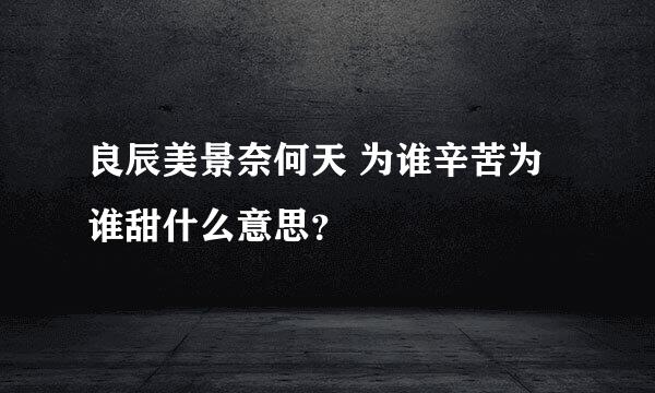 良辰美景奈何天 为谁辛苦为谁甜什么意思？