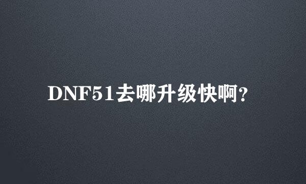 DNF51去哪升级快啊？