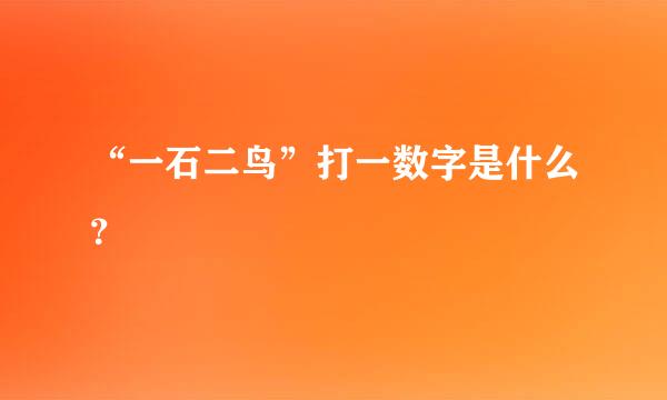 “一石二鸟”打一数字是什么？