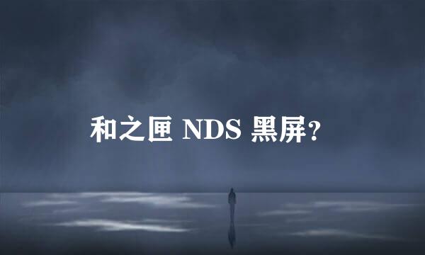 和之匣 NDS 黑屏？