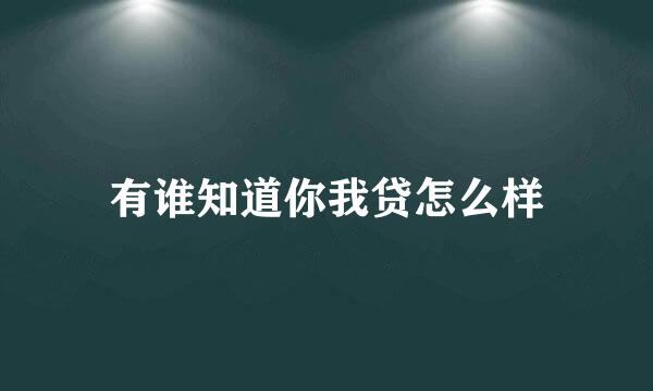 有谁知道你我贷怎么样