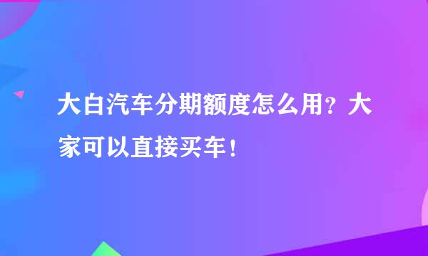 大白汽车分期额度怎么用？大家可以直接买车！