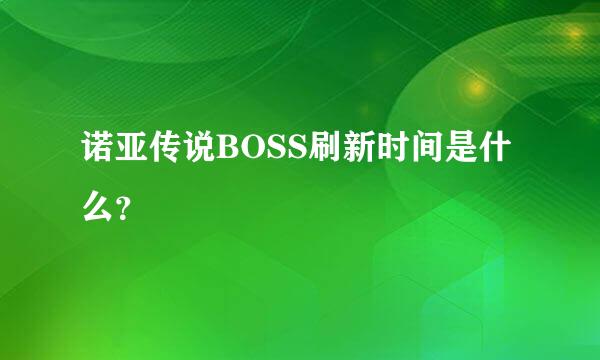 诺亚传说BOSS刷新时间是什么？