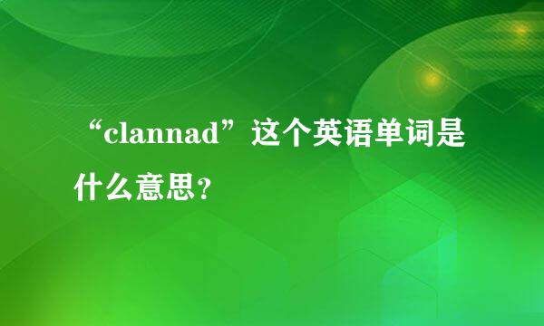 “clannad”这个英语单词是什么意思？