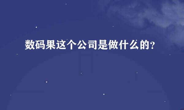 数码果这个公司是做什么的？