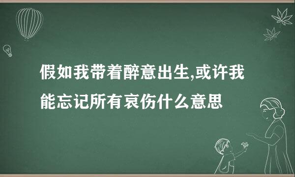 假如我带着醉意出生,或许我能忘记所有哀伤什么意思