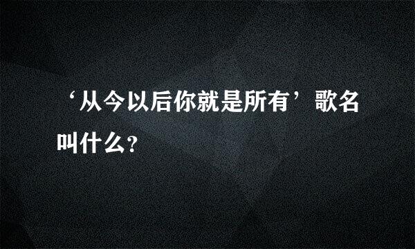 ‘从今以后你就是所有’歌名叫什么？