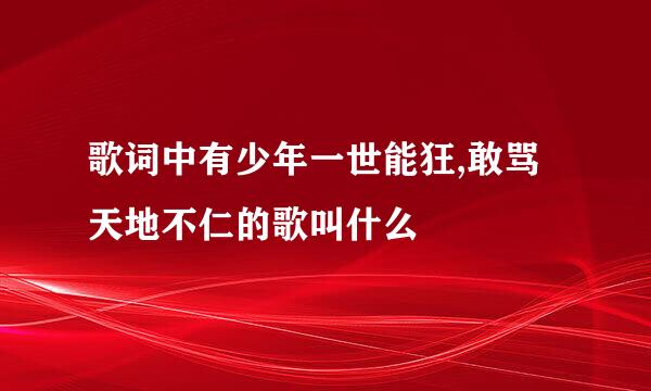 歌词中有少年一世能狂,敢骂天地不仁的歌叫什么