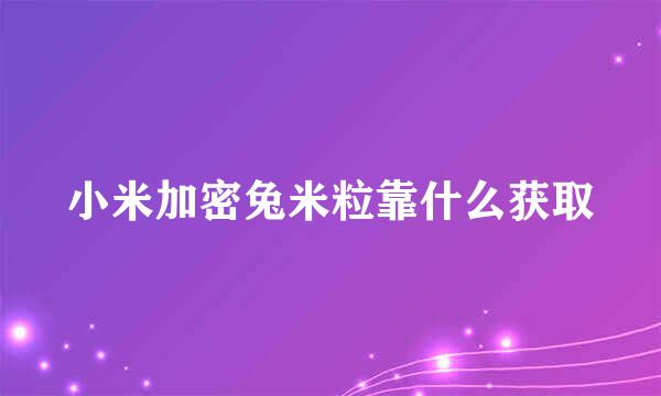 小米加密兔米粒靠什么获取