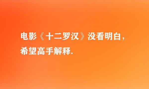 电影《十二罗汉》没看明白，希望高手解释．