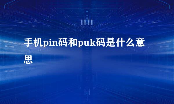 手机pin码和puk码是什么意思