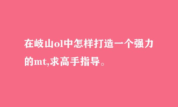 在岐山ol中怎样打造一个强力的mt,求高手指导。