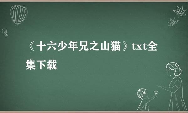 《十六少年兄之山猫》txt全集下载