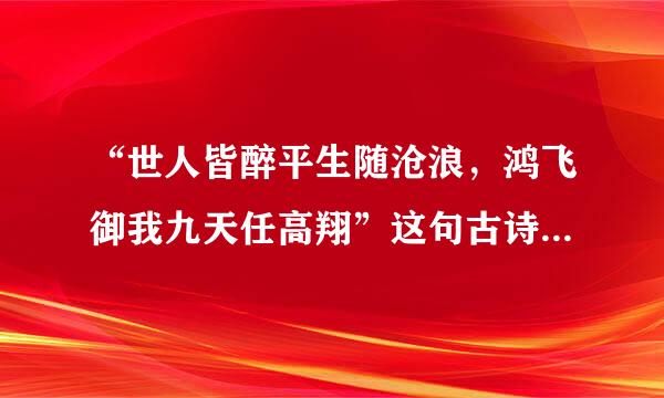 “世人皆醉平生随沧浪，鸿飞御我九天任高翔”这句古诗什么意思？