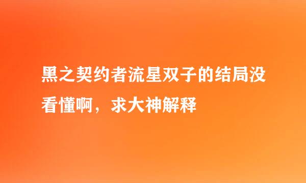 黑之契约者流星双子的结局没看懂啊，求大神解释