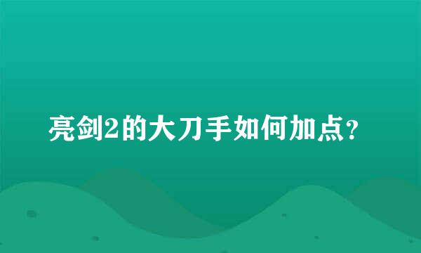 亮剑2的大刀手如何加点？