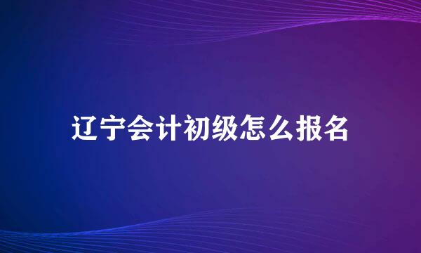 辽宁会计初级怎么报名