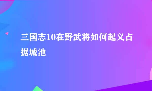 三国志10在野武将如何起义占据城池