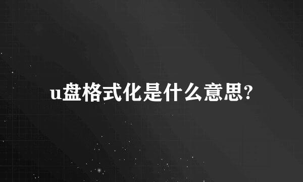 u盘格式化是什么意思?