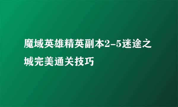 魔域英雄精英副本2-5迷途之城完美通关技巧