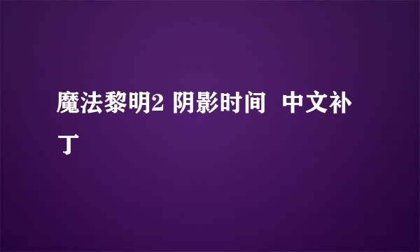 魔法黎明2 阴影时间  中文补丁