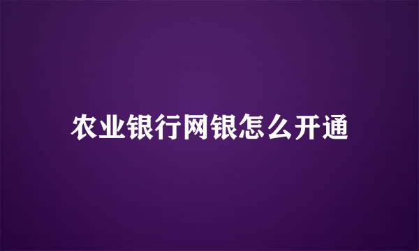 农业银行网银怎么开通