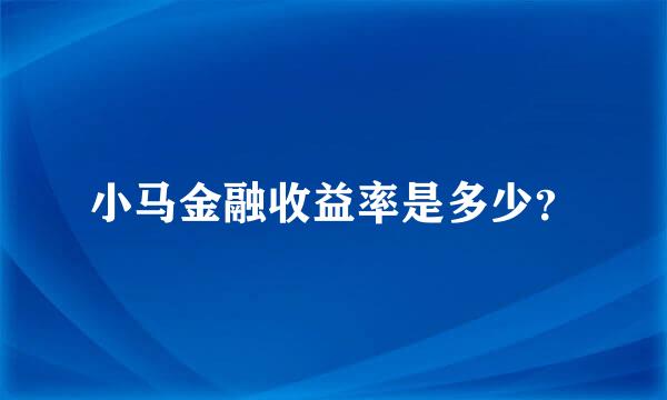 小马金融收益率是多少？