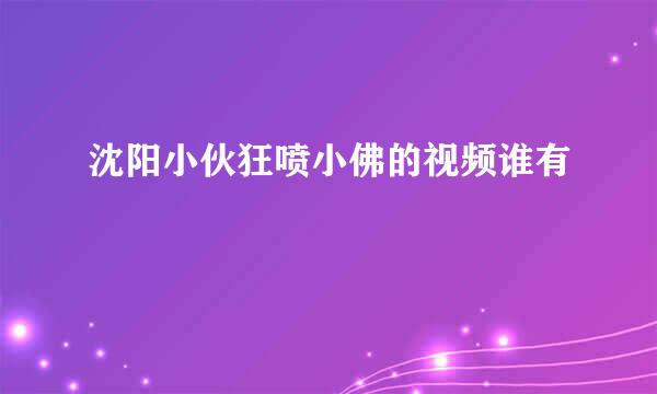 沈阳小伙狂喷小佛的视频谁有