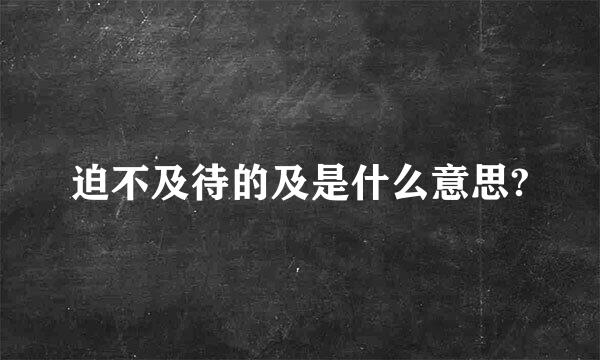 迫不及待的及是什么意思?