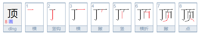 顶的偏旁部首是什么