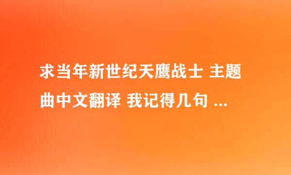 求当年新世纪天鹰战士 主题曲中文翻译 我记得几句 勇敢的少年啊 忘了一句 为了明天快去创造奇迹