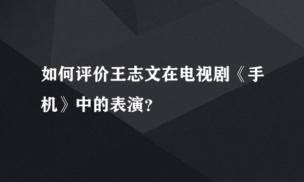 如何评价王志文在电视剧《手机》中的表演？