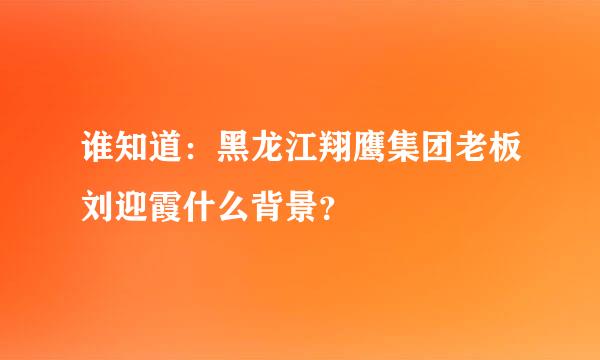 谁知道：黑龙江翔鹰集团老板刘迎霞什么背景？