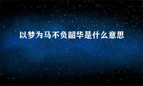 以梦为马不负韶华是什么意思