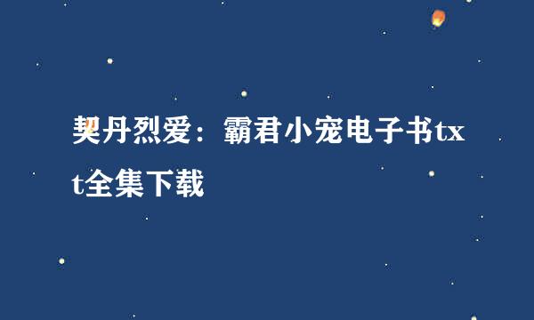 契丹烈爱：霸君小宠电子书txt全集下载