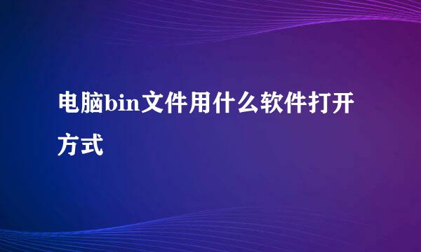 电脑bin文件用什么软件打开方式