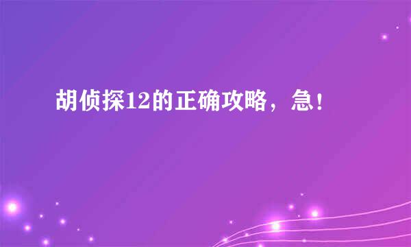 胡侦探12的正确攻略，急！