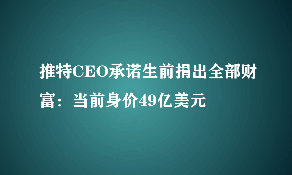 推特CEO承诺生前捐出全部财富：当前身价49亿美元