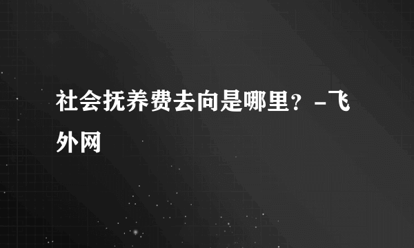 社会抚养费去向是哪里？-飞外网