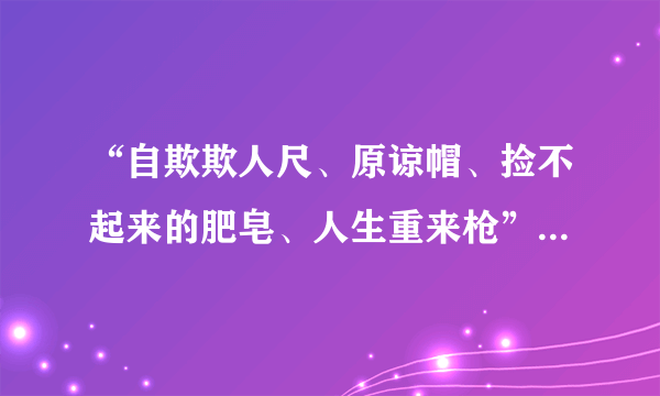 “自欺欺人尺、原谅帽、捡不起来的肥皂、人生重来枪”意思是什么