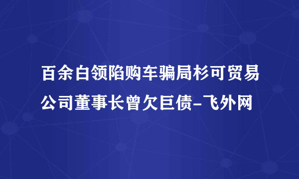 百余白领陷购车骗局杉可贸易公司董事长曾欠巨债-飞外网