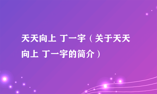 天天向上 丁一宇（关于天天向上 丁一宇的简介）