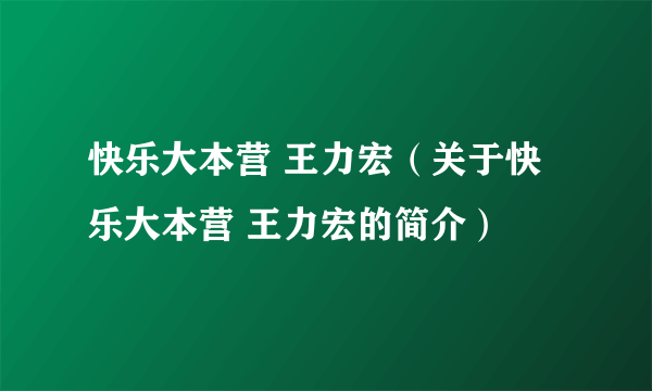 快乐大本营 王力宏（关于快乐大本营 王力宏的简介）