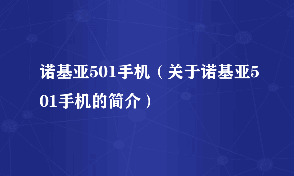 诺基亚501手机（关于诺基亚501手机的简介）