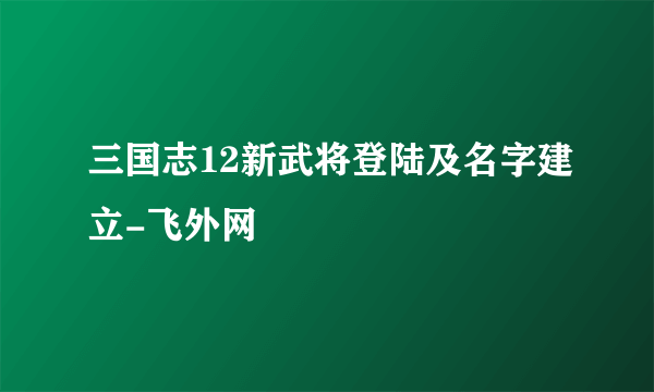 三国志12新武将登陆及名字建立-飞外网