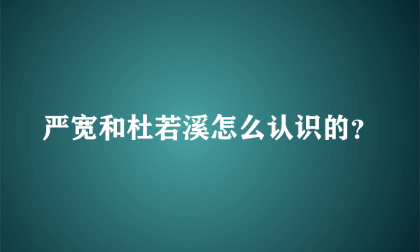 严宽和杜若溪怎么认识的？